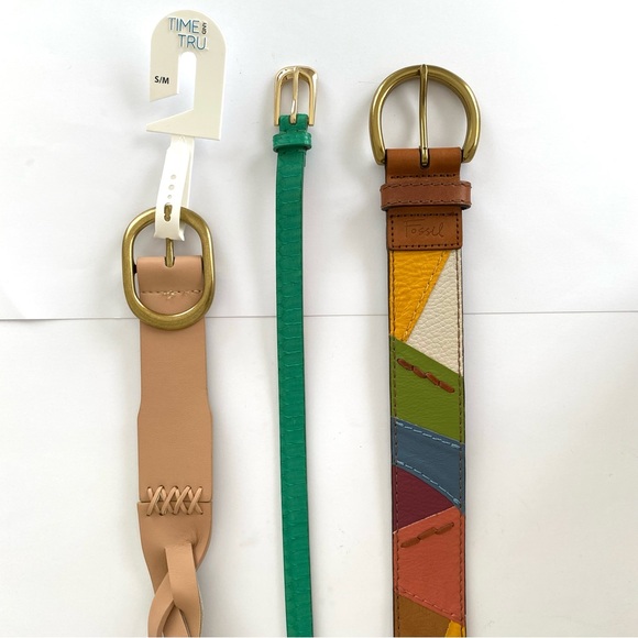 Fossil, J.Crew, Time and Tru Multicolor Leather Belts Bundle size S/M - Picture 1 of 12